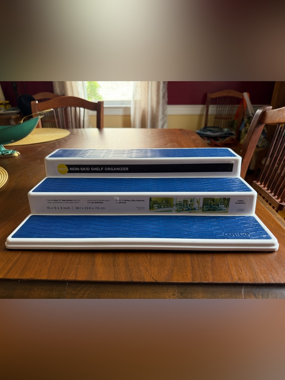 Copco Non-Skid 3 Tier Shelf Organizer in Blue and White